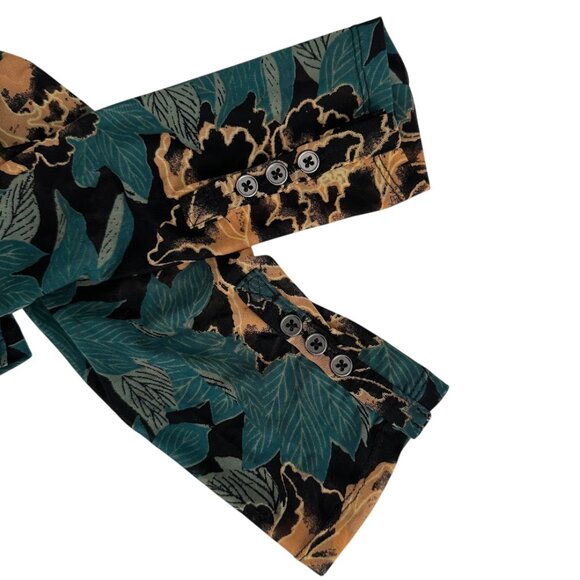 Free People Lucky Shirtee Black Bloom Green Floral Mesh Top Size S - Picture 10 of 13